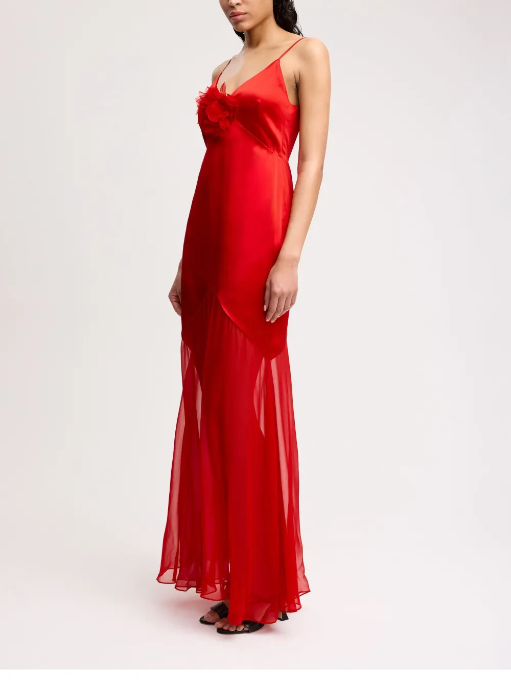 Alejandra Alonso Rojas Chiffon midi-jurk met bloemenpatch Rood