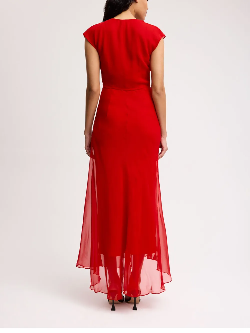 Alejandra Alonso Rojas Gedrapeerde chiffon jurk Rood