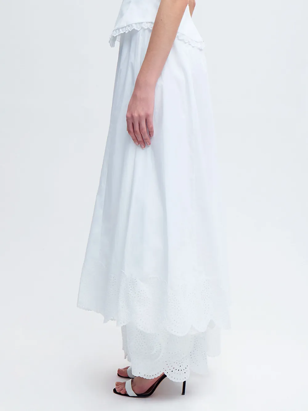 Alejandra Alonso Rojas Tiered Cotton Broderie Maxi Skirt In White