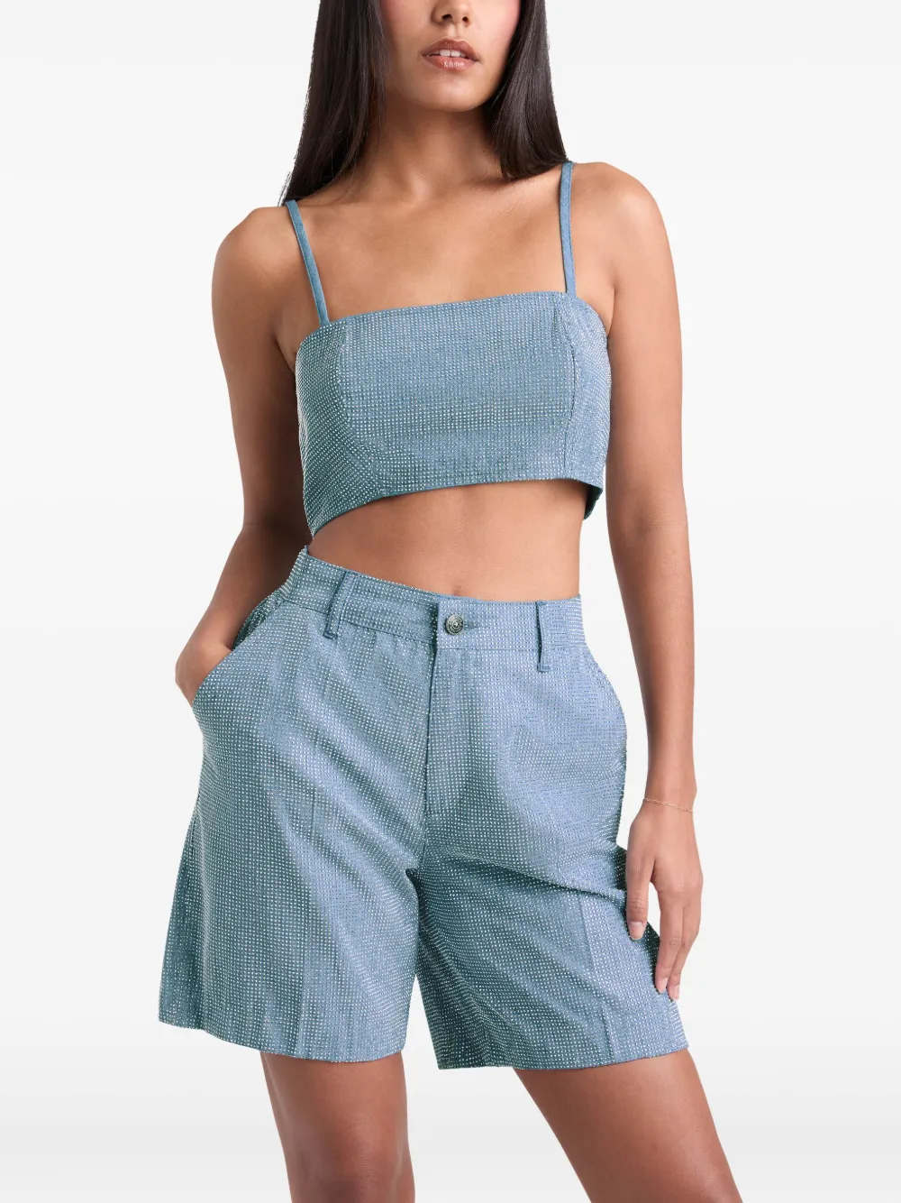 Cinq A Sept Cropped top met parel Blauw