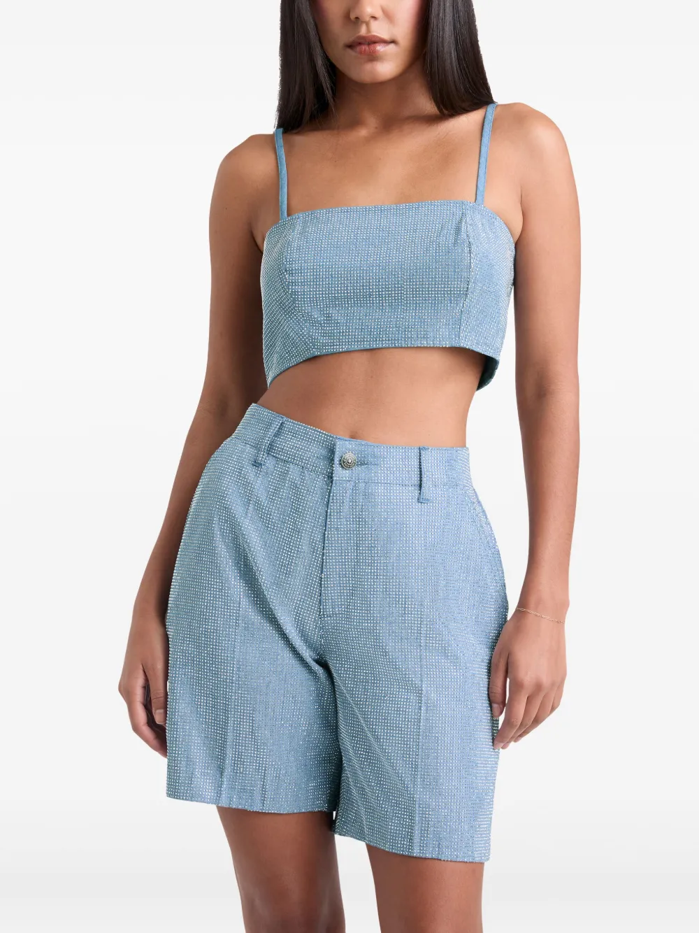 Cinq A Sept Cropped top met parel Blauw