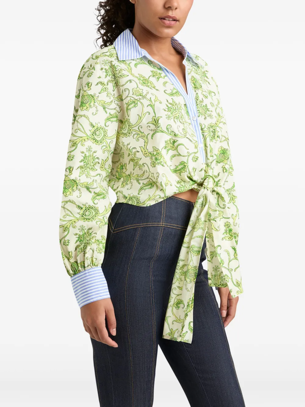 Cinq A Sept Blouse met bloemenprint en gestrikt detail Groen