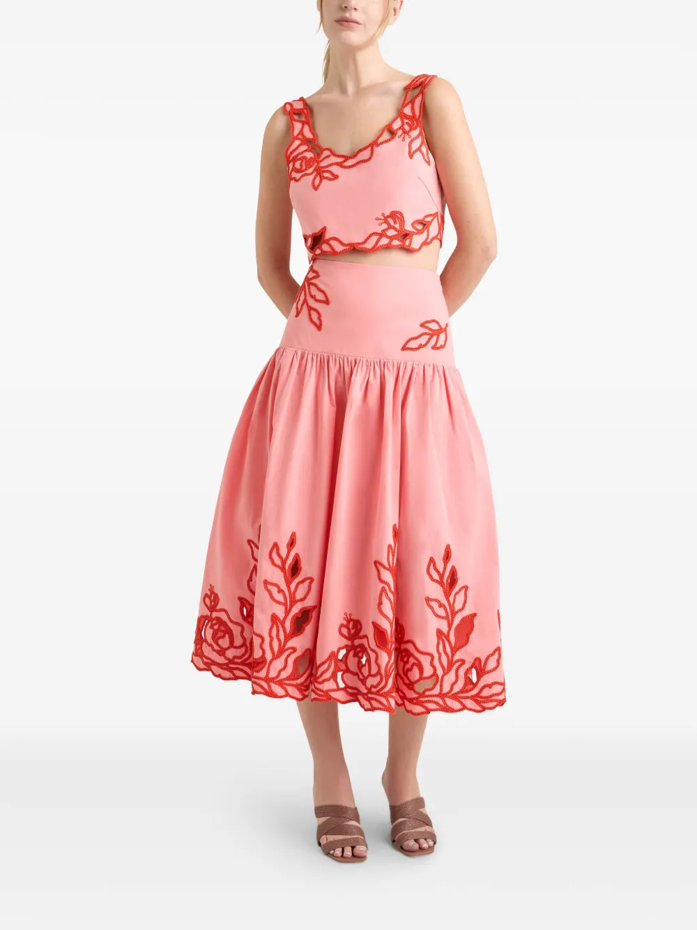 Cinq A Sept Cropped top met geborduurde bloemen Roze