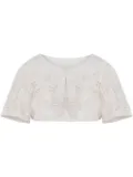 Unreal Fur rose-appliqué jacket - White