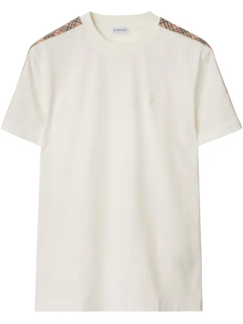 T-shirt en coton à bords à carreaux - Burberry - Modalova