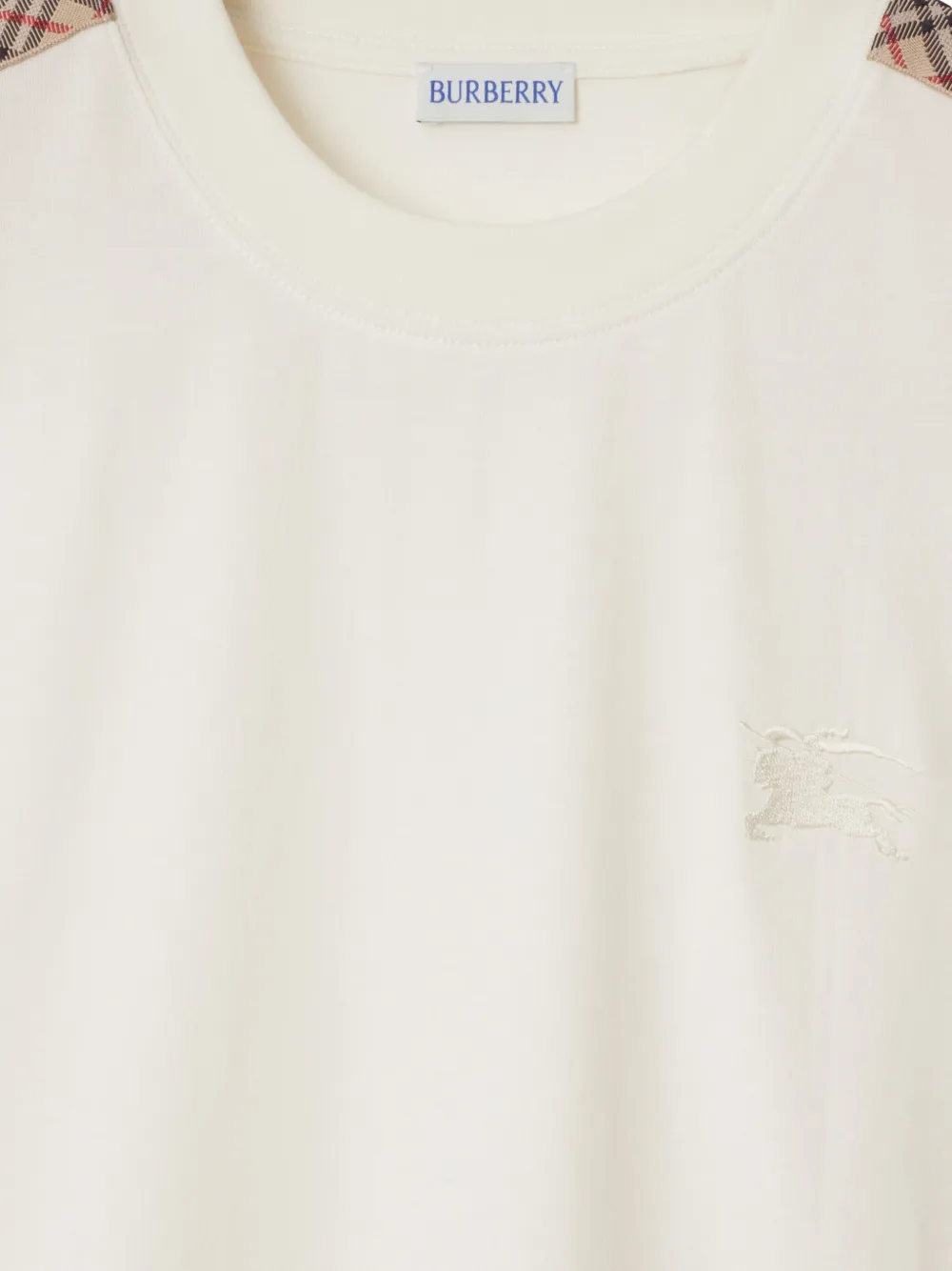 Burberry Katoenen T-shirt met geruite afwerking Wit