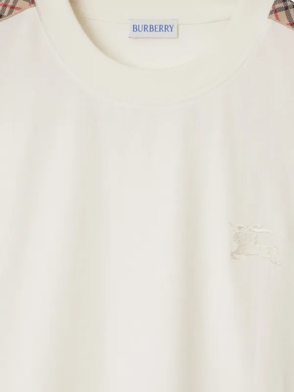 Burberry checkered-trim Cotton T-shirt | White | FARFETCH