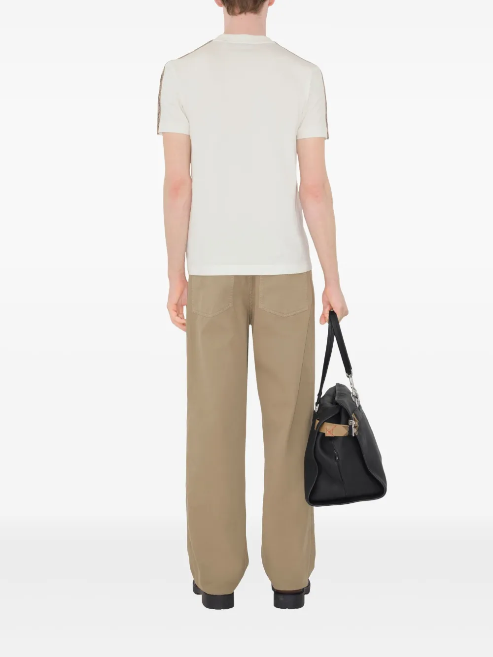 Burberry Katoenen T-shirt met geruite afwerking Wit