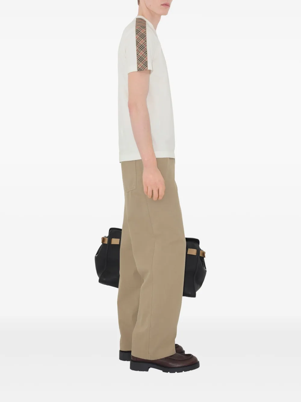 Burberry Katoenen T-shirt met geruite afwerking Wit