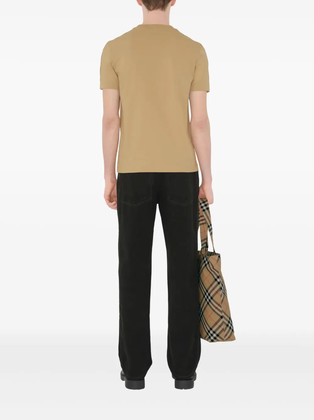 Burberry Katoenen T-shirt met geruite afwerking Beige