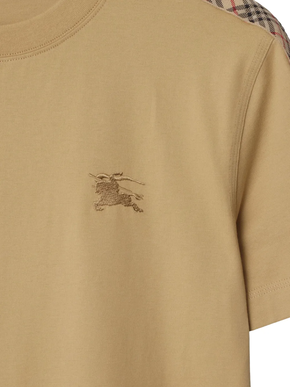 Burberry Katoenen T-shirt met geruite afwerking Beige