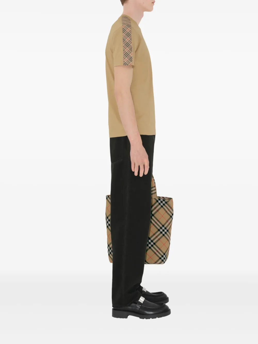 Burberry checkered-trim cotton T-shirt