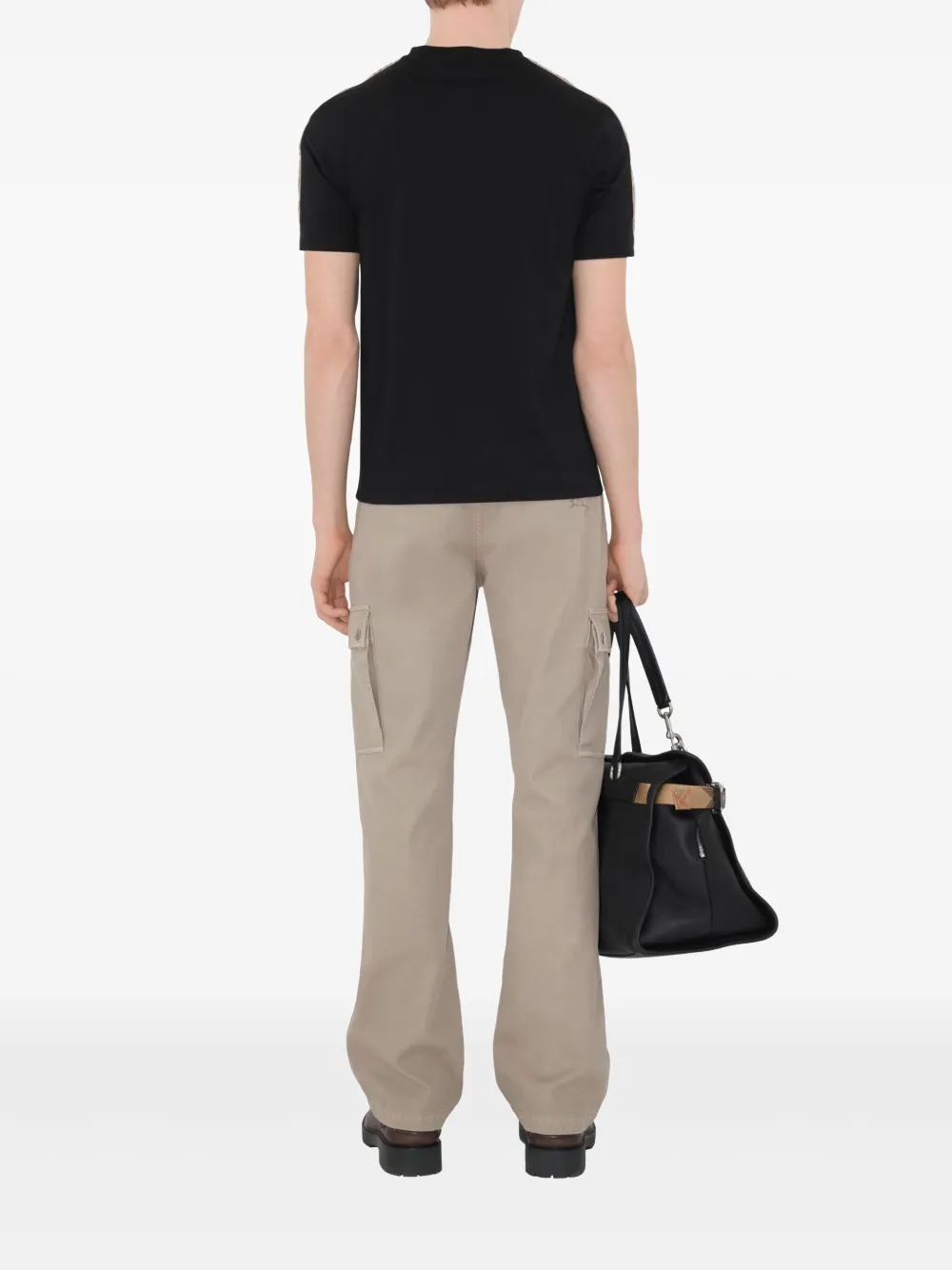 Burberry Katoenen T-shirt met geruite afwerking Zwart