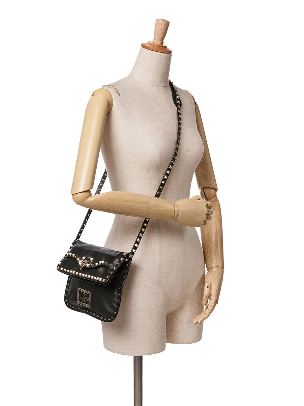 Valentino Garavani Pre-Owned 20th Century Leather Rockstud Foldover Flap crossbody bag - Zwart