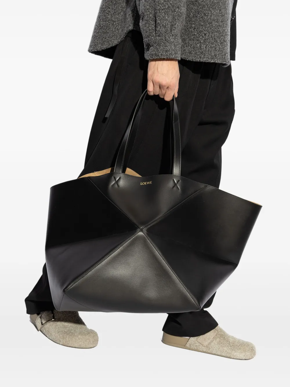 LOEWE Grote Puzzle Fold shopper - Zwart