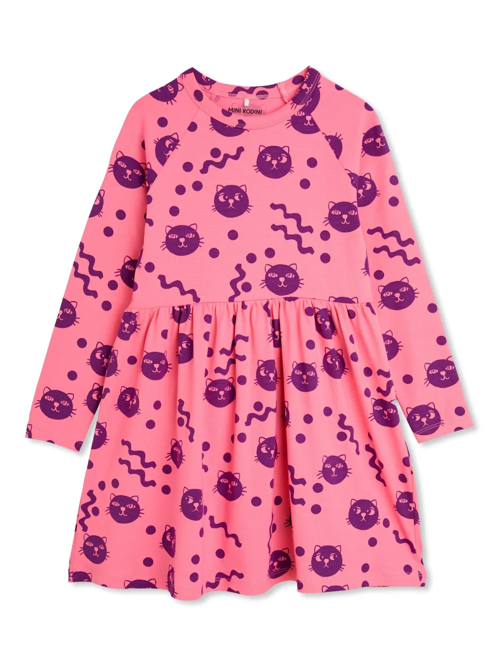 Mini Rodini vestido Squiggly Cats | rosado | Image 1