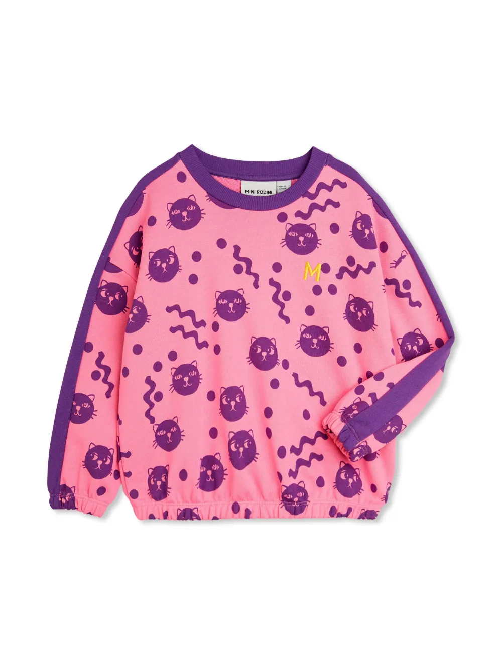 Mini Rodini Squiggly Cats sweater Roze