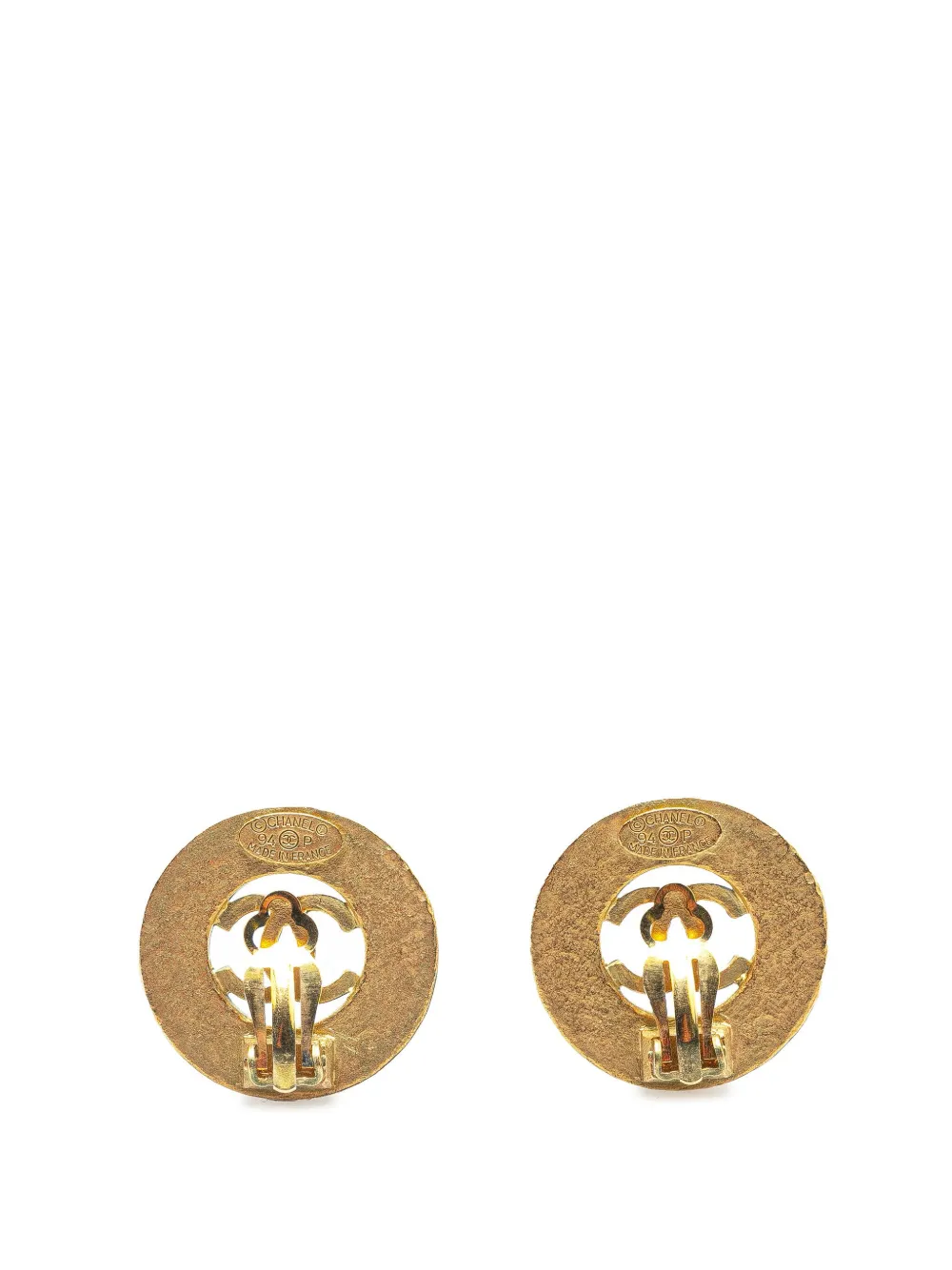 CHANEL Pre-Owned 1994 Gold Plated CC Round Clip on Earrings costume earrings - Goud