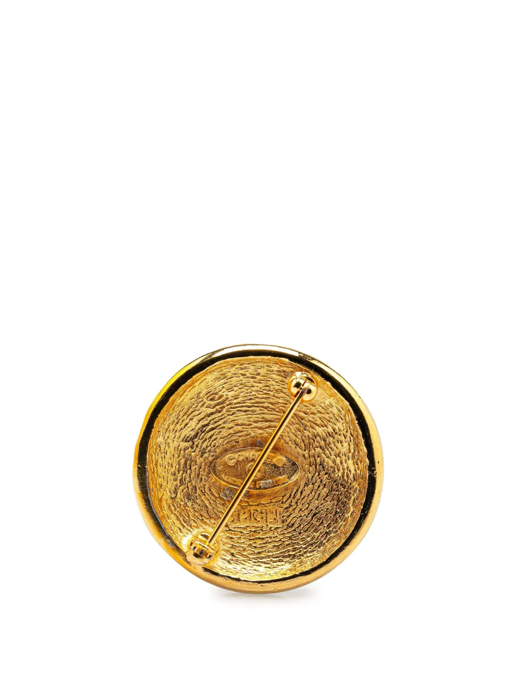 CHANEL Pre-Owned 1970-1980 Gold Plated CC Round Brooch costume brooch - Goud