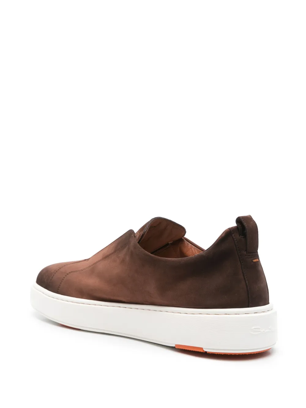 Santoni Suède sneakers met split Bruin