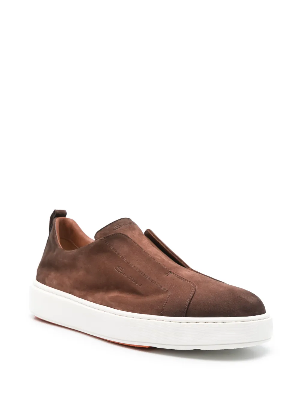 Santoni Suède sneakers met split Bruin