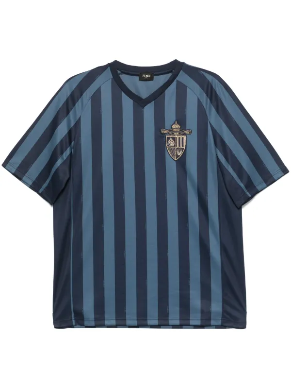 FENDI 黒 Tシャツ カラーストライプ付き FENDI ストライプ Tシャツ | ブルー | FARFETCH JP