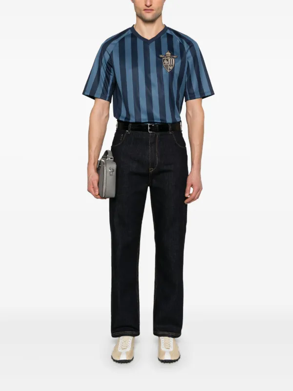FENDI 黒 Tシャツ カラーストライプ付き FENDI ストライプ Tシャツ | ブルー | FARFETCH JP