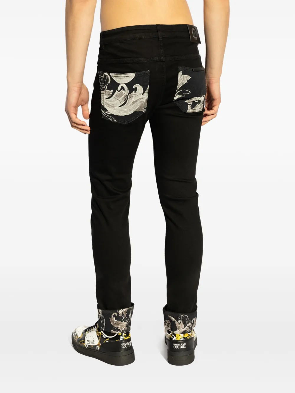 Versace Jeans Couture Jeans met Barocco-print Zwart