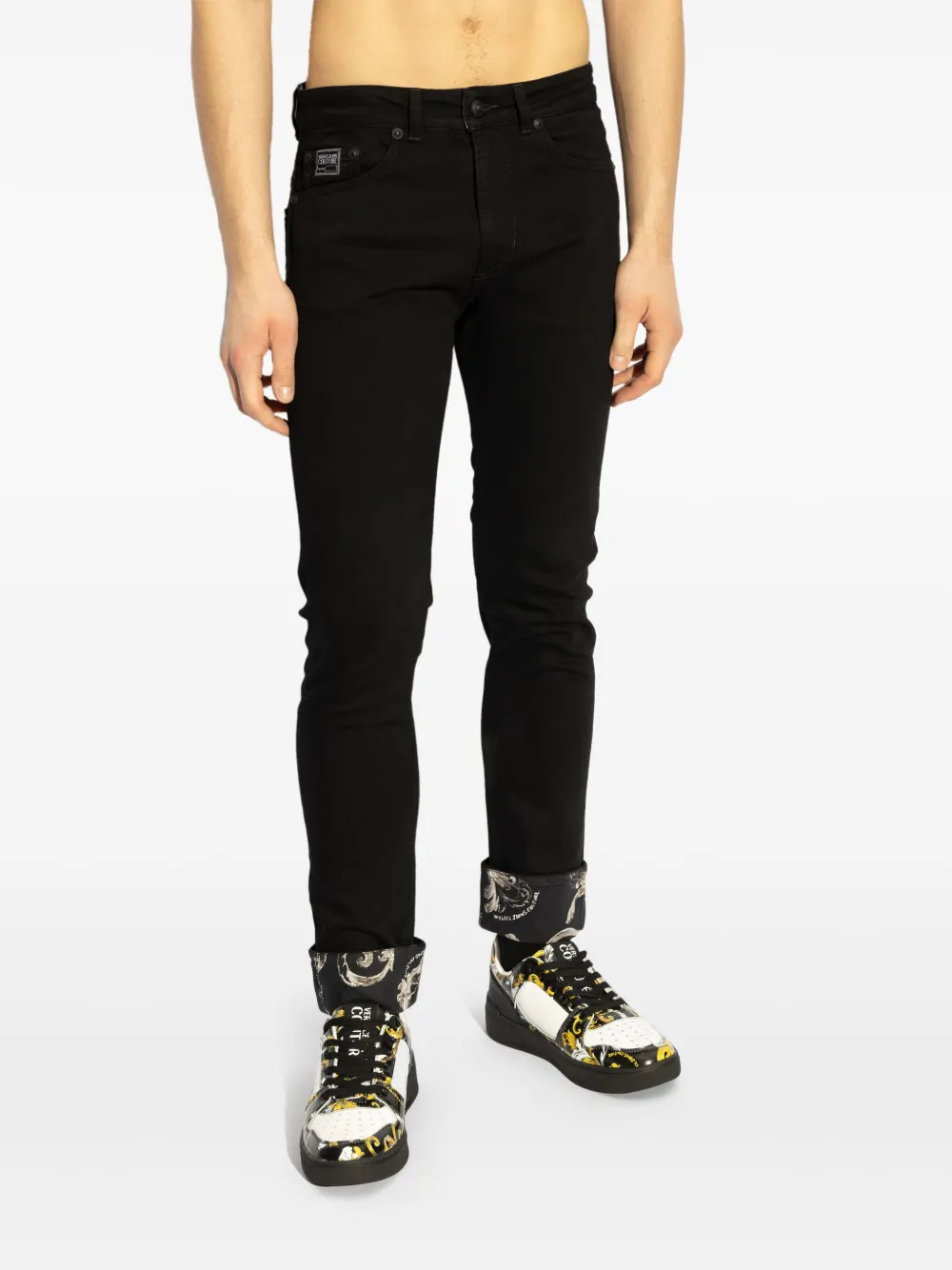 Versace Jeans Couture Jeans met Barocco-print Zwart