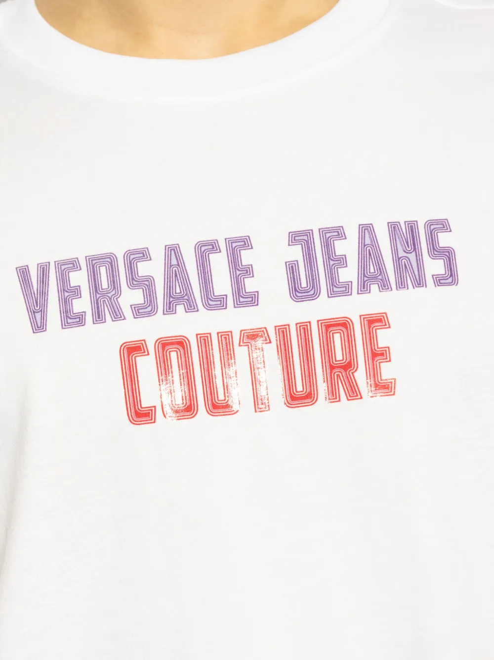 Shop Versace Jeans Couture Logo-print T-shirt In White