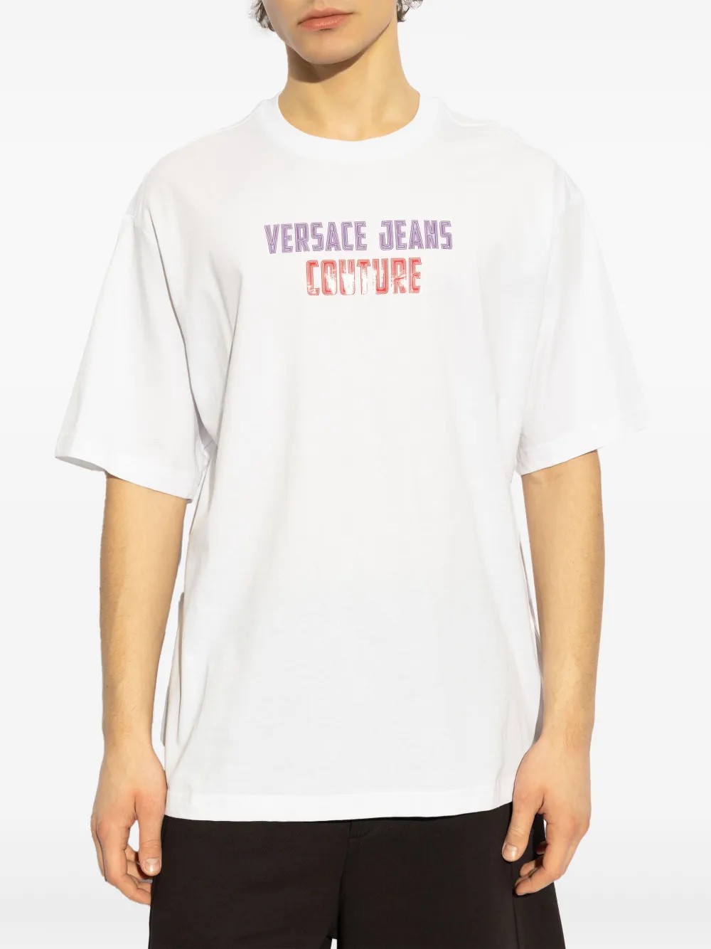 Shop Versace Jeans Couture Logo-print T-shirt In White