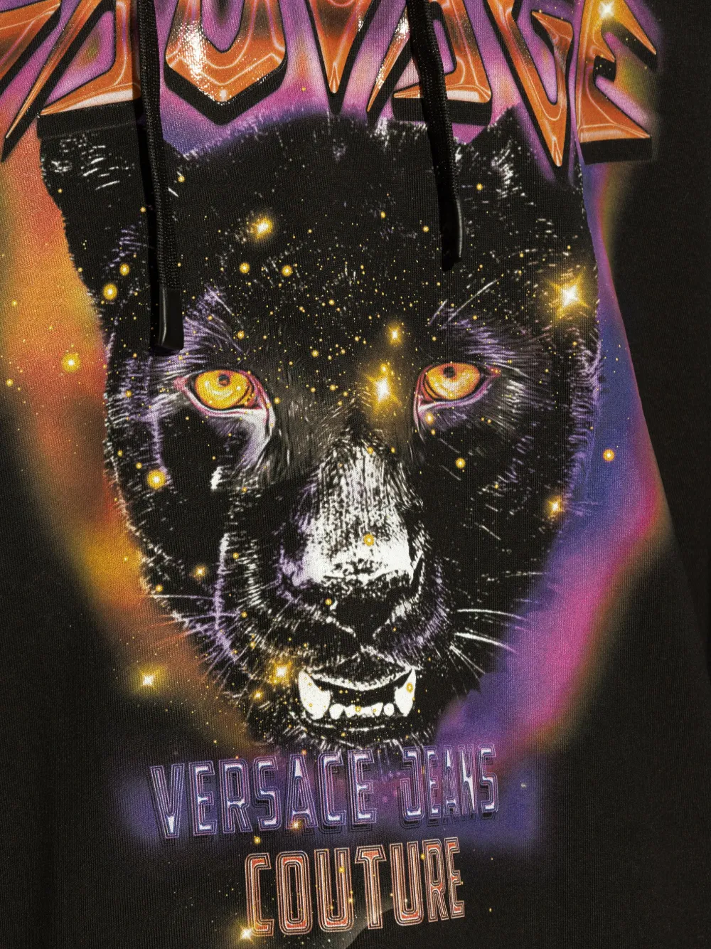 Shop Versace Jeans Couture Printed Hoodie In Black
