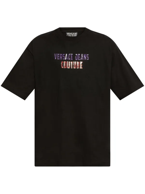 VERSACE JEANS COUTURE ロゴ Ｔシャツ ブラック Versace Jeans Couture ロゴ Tシャツ | ブラック | FARFETCH JP