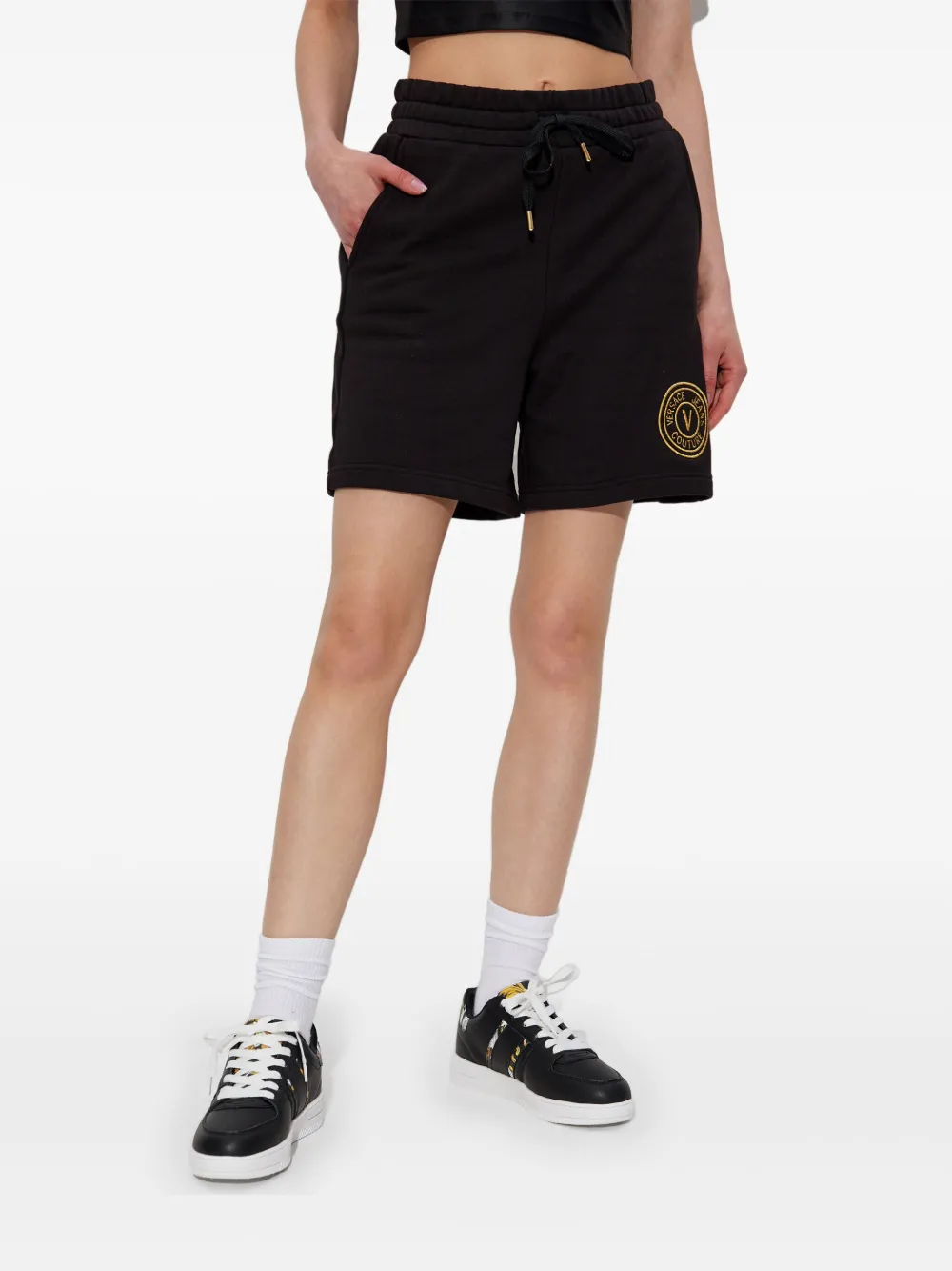 Versace Jeans Couture Shorts met geborduurd logo Zwart