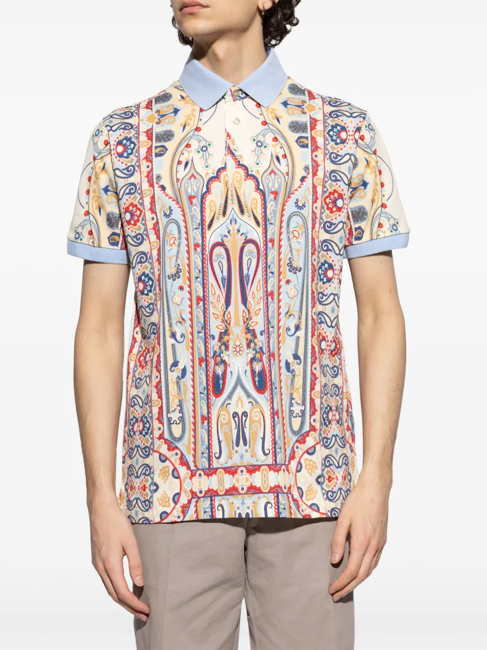 ETRO Poloshirt met paisley-print Blauw