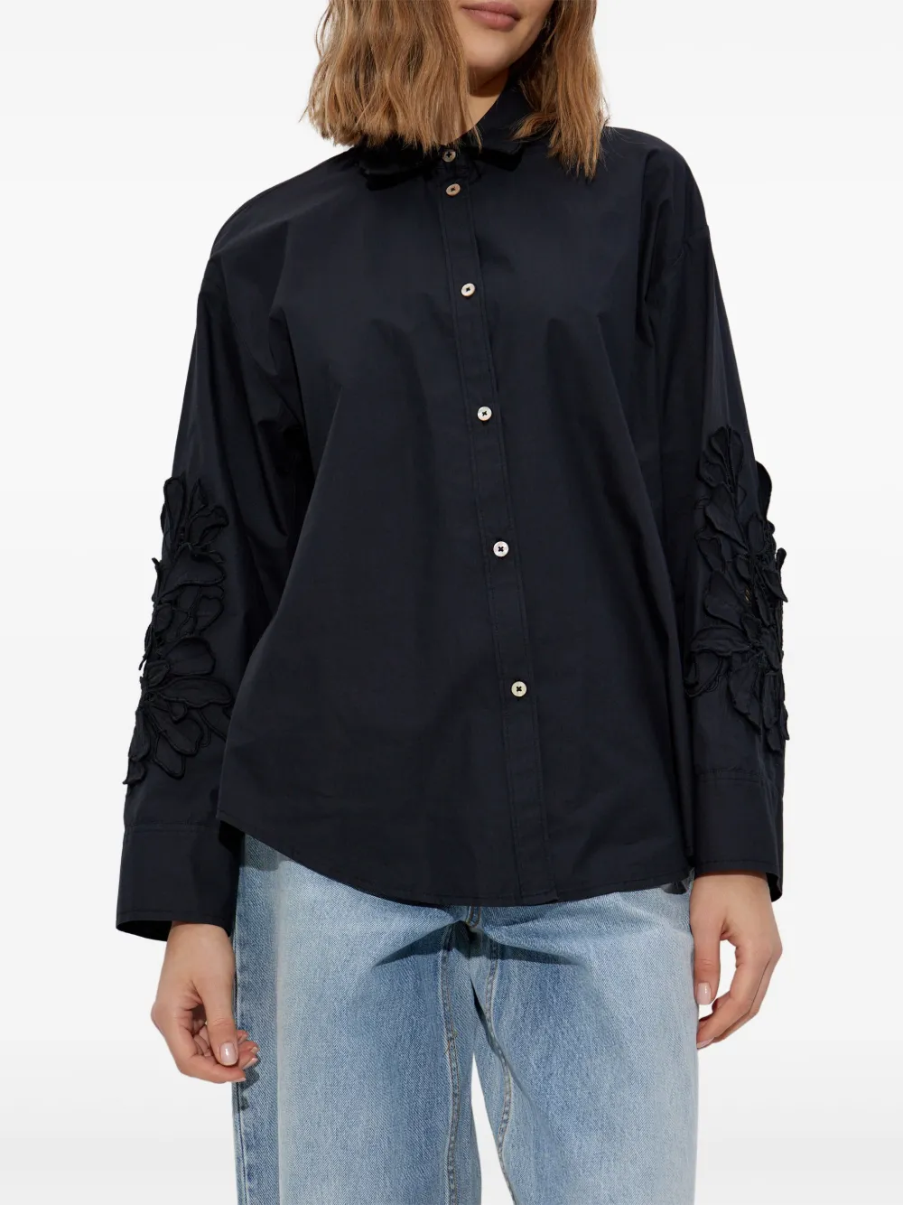 Forte Katoenen blouse Zwart