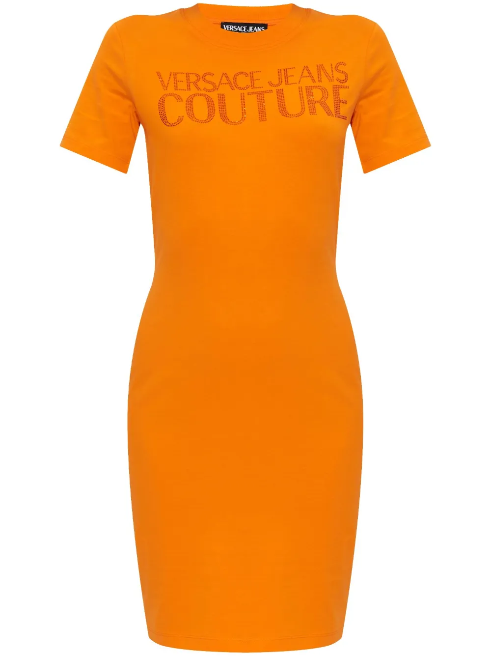 Versace Jeans Couture Glanzende jurk met applicatie Oranje