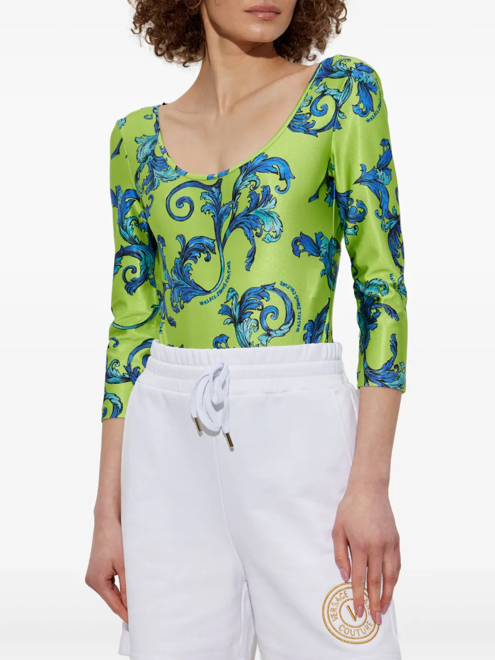 Versace Jeans Couture Barocco-print bodysuit - Groen