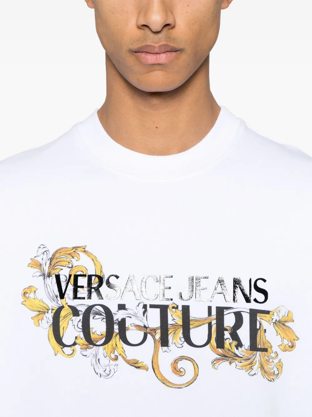 Shop Versace Jeans Couture Barocco-print Sweatshirt In White