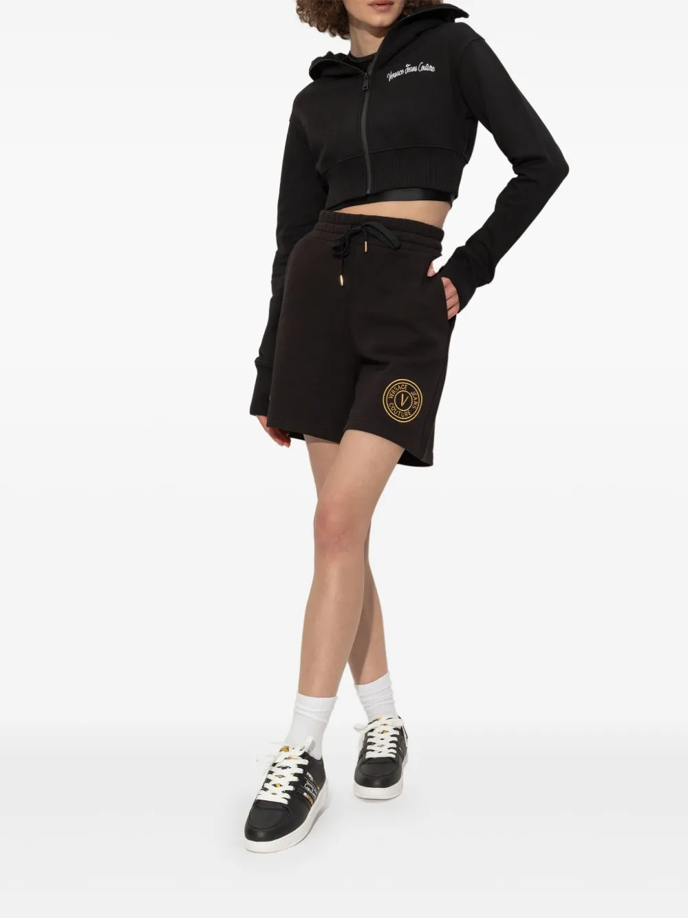 Versace Jeans Couture Sneakers met barokprint Zwart