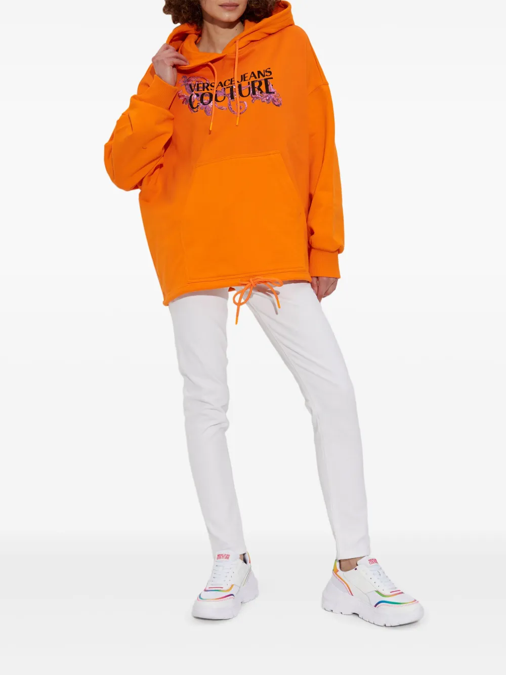 Versace Jeans Couture logo-appliqué hoodie - Oranje