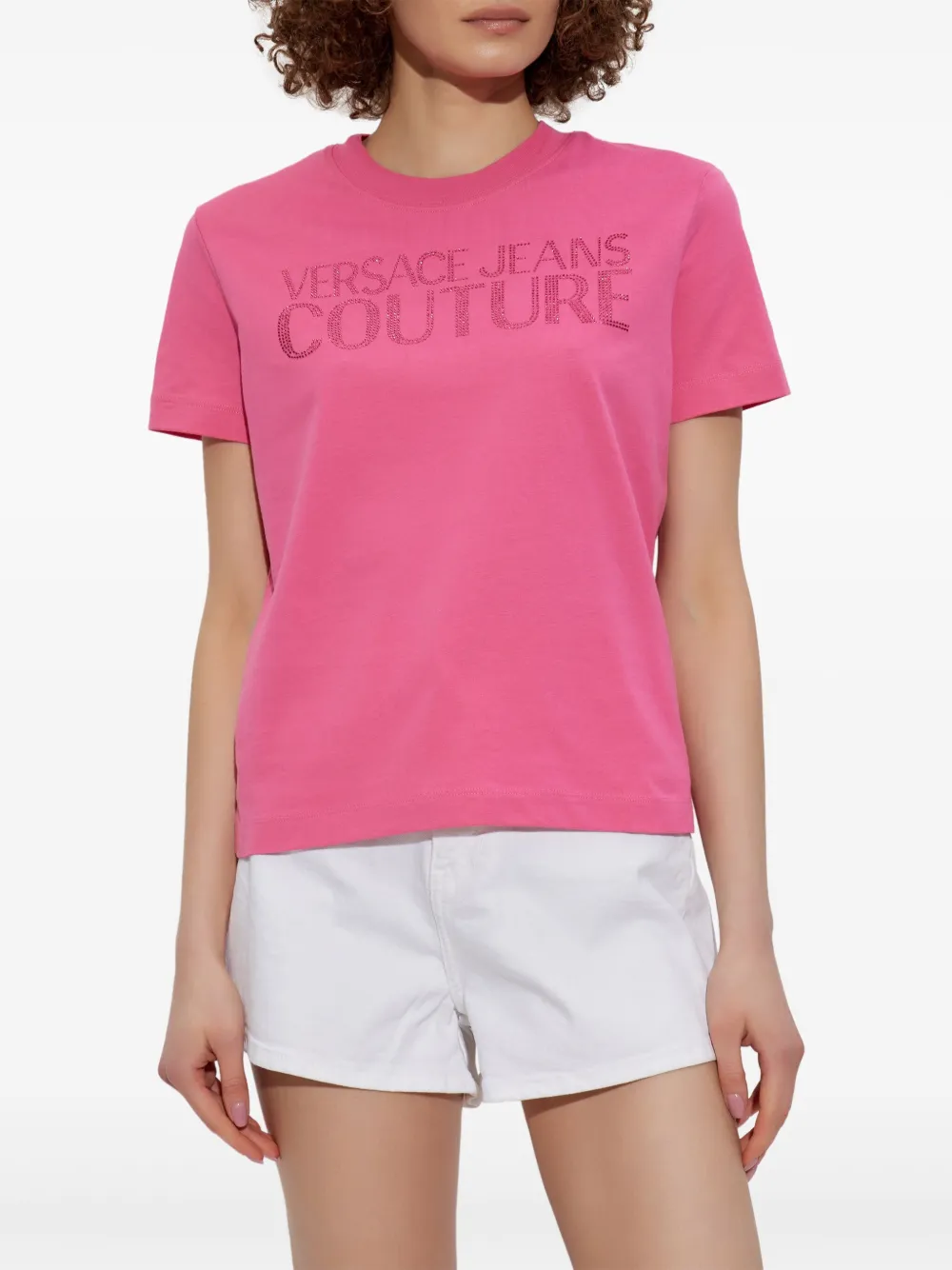 Shop Versace Jeans Couture Appliqué Logo T-shirt In Pink