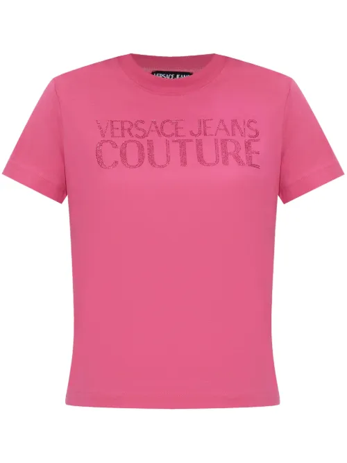 T-shirt à logo strassé - Versace Jeans Couture - Modalova