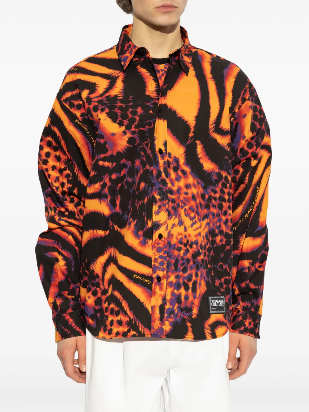 Versace Jeans Couture Overhemd met abstracte print Oranje