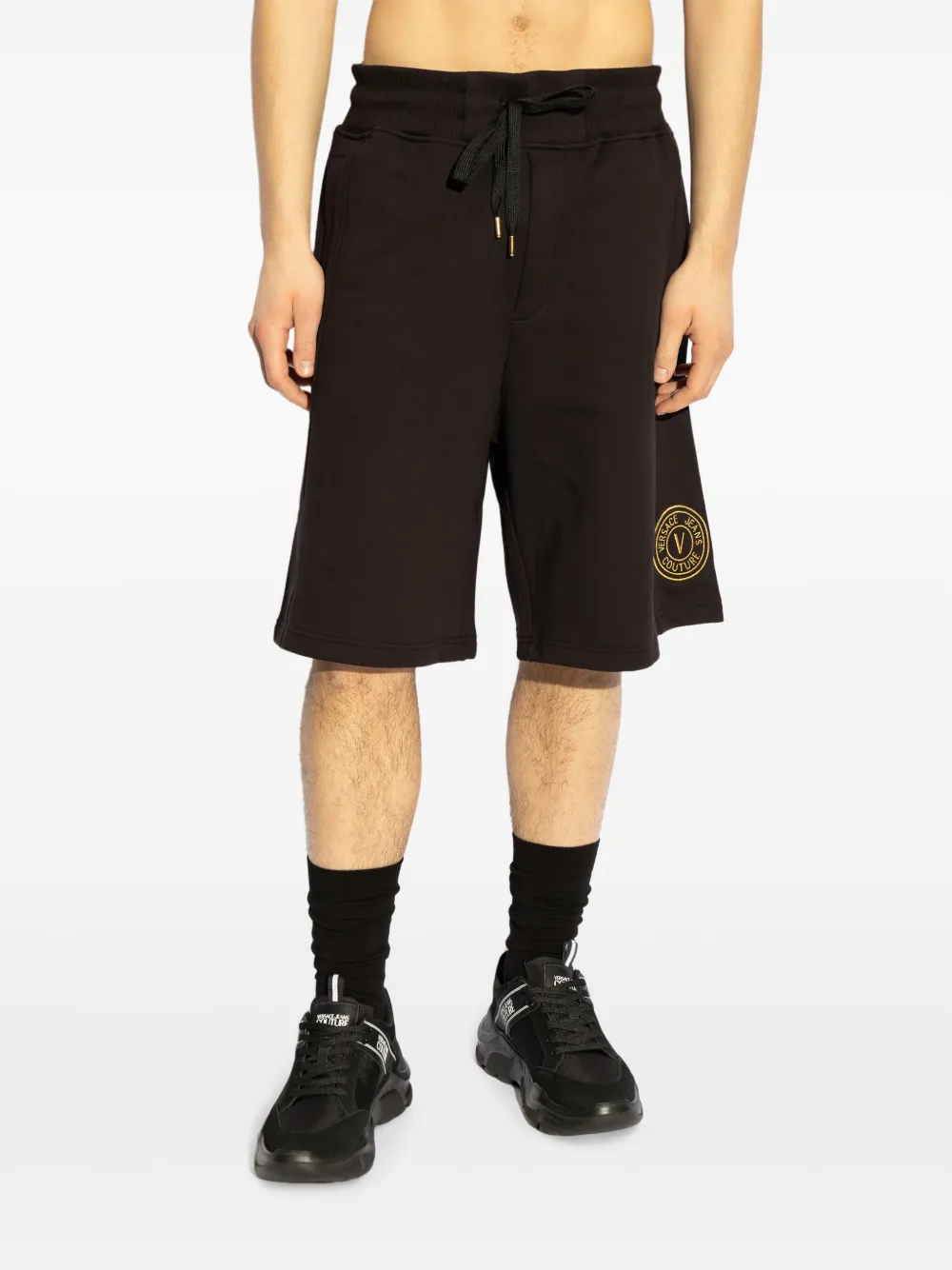 Versace Jeans Couture Shorts met geborduurd logo Zwart