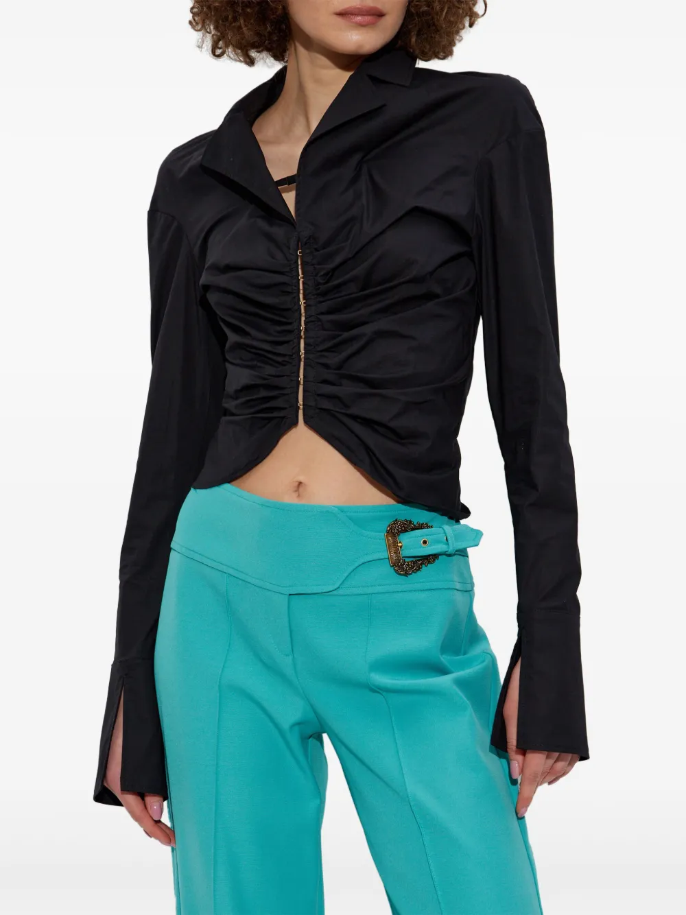 Shop Versace Jeans Couture Drape Detailing Shirt In Black