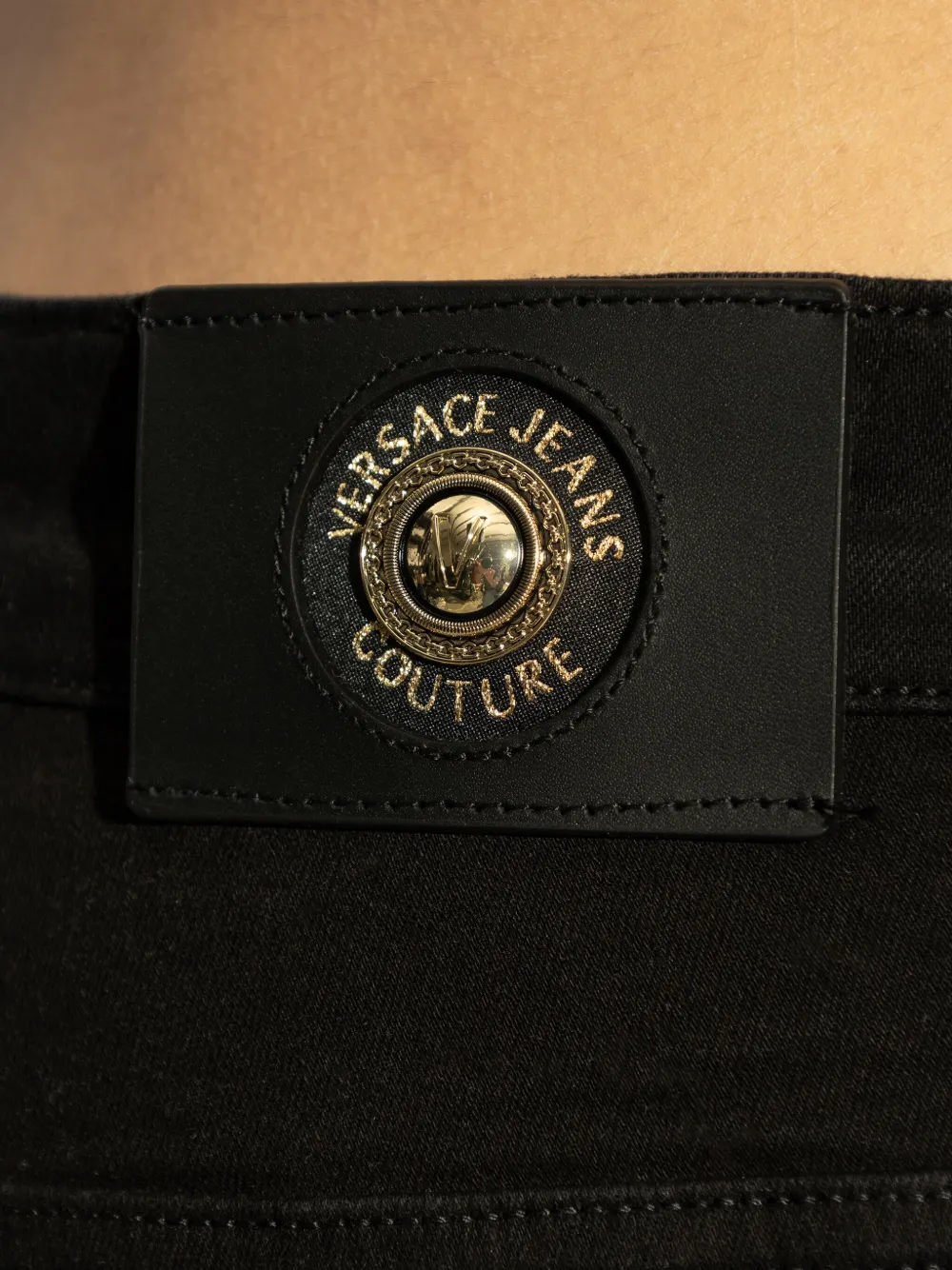 Shop Versace Jeans Couture Logo-patch Jeans In 黑色