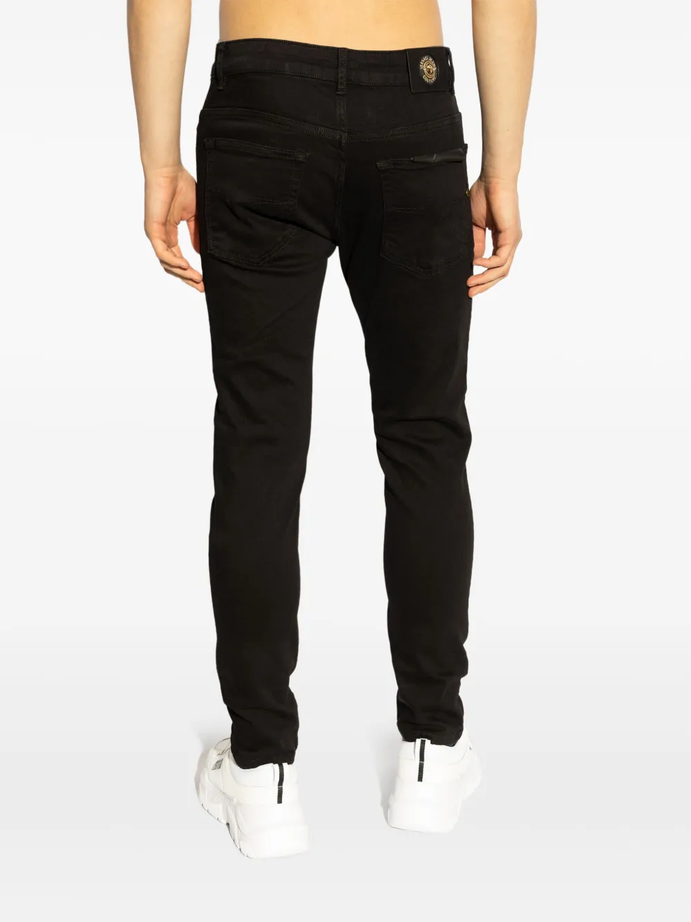 Shop Versace Jeans Couture Logo-patch Jeans In 黑色