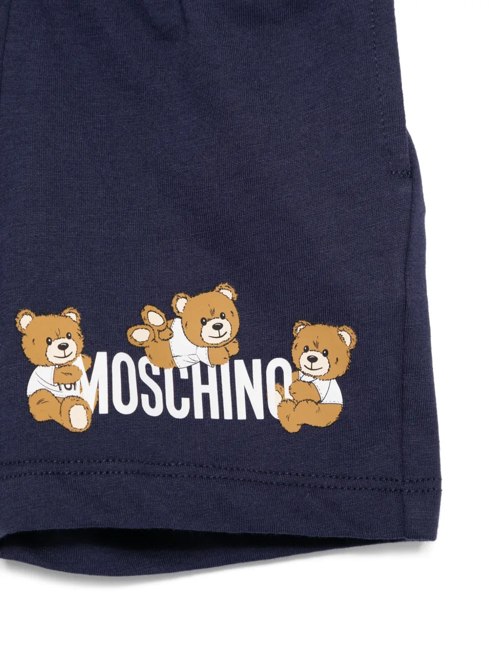 Moschino Kids Shorts met teddybeerprint Blauw