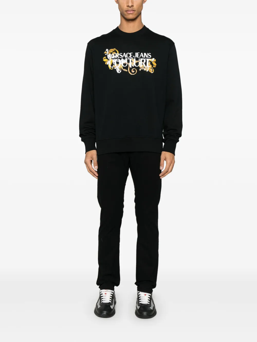 Versace Jeans Couture Sweater met barokprint - Zwart